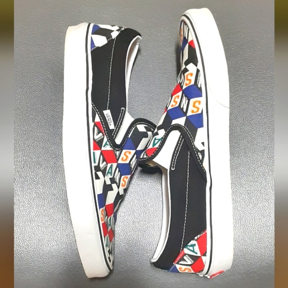 Vans Men's Slip on Multi Color Checkered Shoes (Size 11.5) - Picture 5 of 15